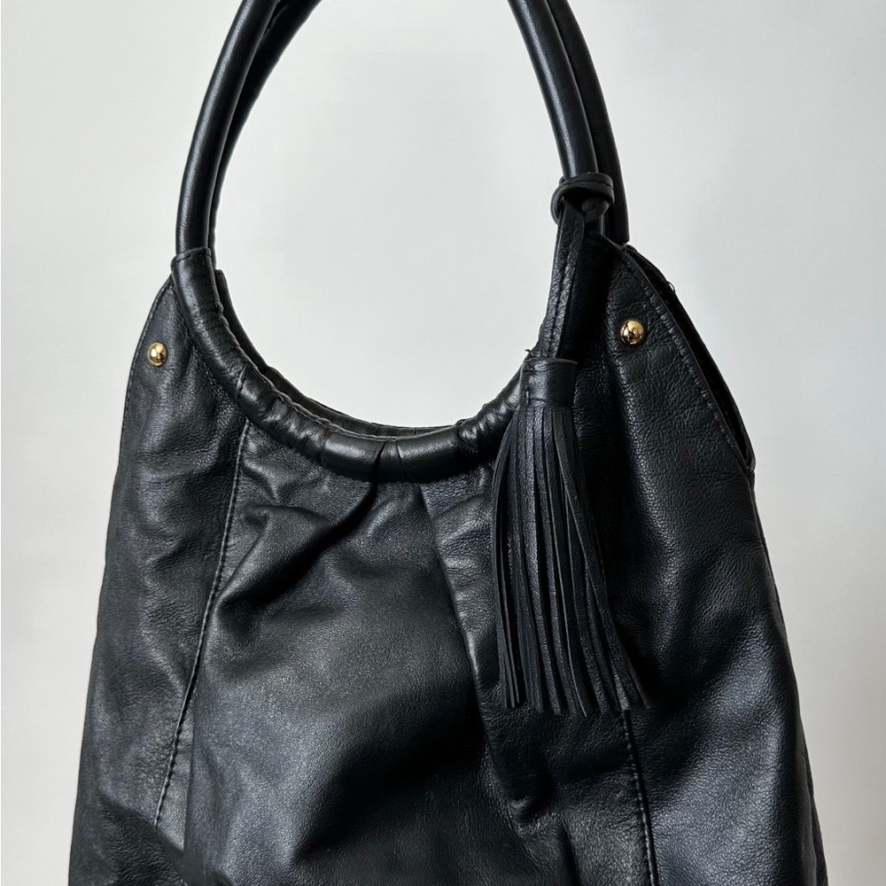 GORGEOUS VINTAGE 2000S ALFANI SOFT LEATHER TOTE PURSE CLASSIC LEATHER BAG/ Black - Picture 3 of 14